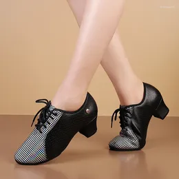 Dance Shoes Genuine Leather Modern Square Sailors Latin Female Adult Soft Teacher Shoe Cloth Sneakers