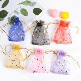 Gift Wrap 50pcs Drawable Star-Moon Tulle Bags Organza Sheer Packing Party Wedding Candy Jewellery Sachet Package