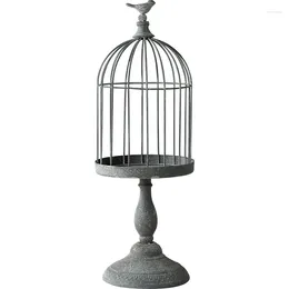 Candle Holders Tile Grey Home Iron Creative Retro Bird Cage Carved Stand RomanticTable Decorations Stick Holder