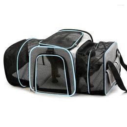 Cat Carriers Dog Bags Shoulder Bag Expandable Portable Pet Breathable Foldable Outgoing Travel Backpack Car Transport Cage
