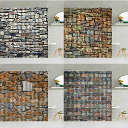 Shower Curtains Stone Brick Wall Curtain Antique Color Pattern Fabric Bathroom Supplies Decoration Hanging 3D Printing Washable