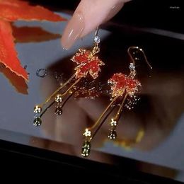 Dangle Earrings Exquisite Fashion Red Tassel For Women Personality Zircon Earring Wedding Jewelry Pendiente Mujer