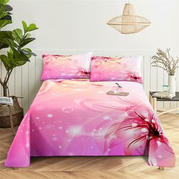 Pink Gorgeous Queen Sheet Set Girl, Lovers Room Flowers Bedding Set Bed Sheets and Pillowcases Bedding Flat Sheet Bed Sheet Set