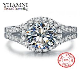 YHAMNI Real Solid 925 Silver Wedding Rings Jewelry for Women 2 Carat Sona CZ Diamond Engagement Rings Accessories XMJ5108954902