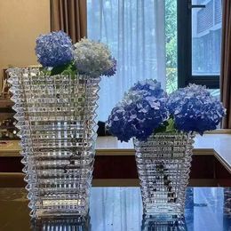 Light and Luxurious Crystal Glass Vases Transparent Decorative Decorations Flower Arrangement Water Culture and Flowers 240329