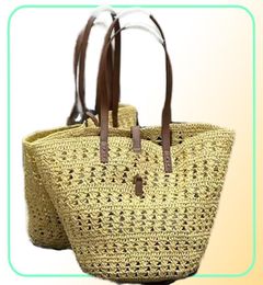Panier medium bag Linen straw Tote Bags shoulder casual woman039s Large capacity Shopping Bag Beach vacation designer Holiday p9215436