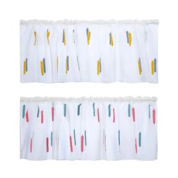 YOUZI 1PC Kitchen Embroidery Short Curtain Rod Pocket Light Filtering Sheer Window Drapes For Home Decoration