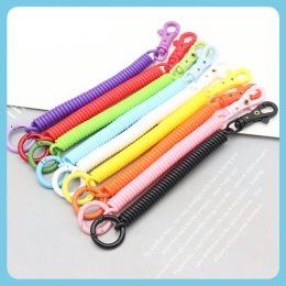 Coil Springs Keychain Stretchy Spiral Spring Coil Retractable Coil Springs Keychain With Metal Clasp Key Chain Holder Lanyard