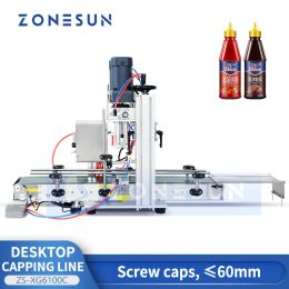 Tools ZONESUN Bottle Capping Machine Srew Top Juice Liquid Spray Cap Twist Glass Dropper Lid Conveyer Line ZSXG6100C