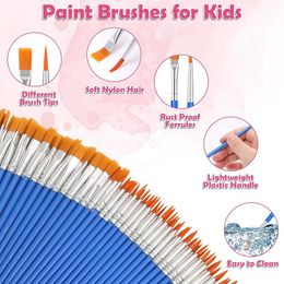 NEW-126Pcs Paint Brush Bulk, Small Paint Brushes With Flat And Fine Tips,For Kids Classroom Acrylic Oil Watercolor Body Nail