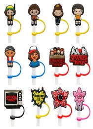 custom stranger things straw topper silicone mold cover fashion charms Reusable Splash Proof drinking dust plug decorative 8mm str4213191