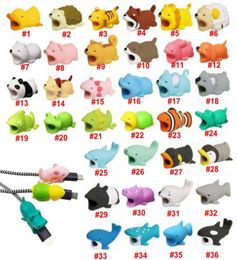 Silicone Cute Cartoon Animals Bite Cable Protector Cover Organizer Winder Management For Cell Phone Charging Cord Data Line Earpho3593699