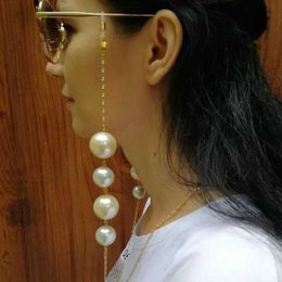 Eyeglasses chains 2021 Facial Cover Mask Chain Big Pearl Acrylic Lace Glass Lace Necklace Womens Long Chain Support C240411