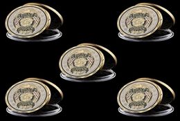 5pcs St Michael Protect Us Police Officer Craft Commemorative Gold Plated Multicolor Challenge Coin CollectIble Gifts2000212