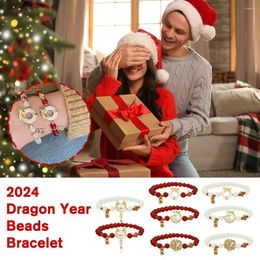Link Bracelets Chinese Style Red Rope Dragon Bracelet 2024 Women's Lucky Animal Bead Auspicious Women Girls Handmade Jewe T8Q9