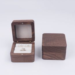 Wood Jewellery Box Proposal Ring Wedding Engagement Valentine Rings Earrings Boxes Small Jewellery Packaging Storage Organiser Case