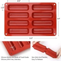 8 Cavity Silicone Cake Mould 3D Long Strip Silione Moulds Mousse Cake Silicone Baking Moulds French Dessert Chocolate Mould Bakeware