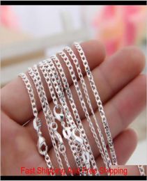 Wholel 10PcsLot 925 Silver Curb 2Mm Women Lady Necklace Chains Jewelry 1630quot Bulk Kajxn 1Ae7H3105369