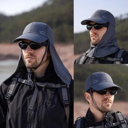 Berets Men Summer Fishing Sun Protection Baseball Cap Quick Drying Waterproof Detachable Shawl Women Outdoor Breathable Visor