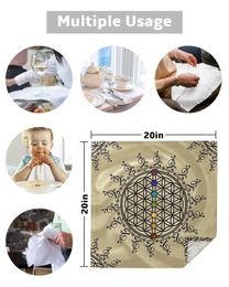 Flower Of Life Zen Table Napkins Cloth Set Handkerchief Wedding Party Placemat Birthday Banquet Tea Napkins