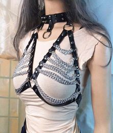 BDSM Fetish Bondage Collar Body Harness Sex Toys Adult Products For Couples Sex Bondage Belt Chain Slave Breasts Woman Y04062317572