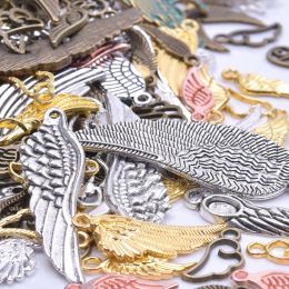 Mulitstyle Angel Wings Metal Alloy Six Colour Mix Wing Charms Pendants for Jewellery Making DIY Handmade Craft Findings Supplies