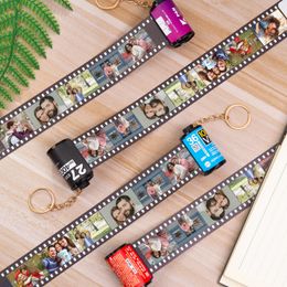 5/10pcs Photos Film Roll keychain DIY Photo Text Albums Cover Keyrings Custom Memorial Days Gift Lover Present Jewellery