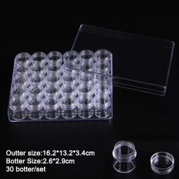 30 Bottle Set Clear Transparent Plastic Box Container Jars fit Seed Beads Glitter DIY Handmade Jewellery Making Findings Storage