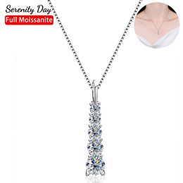 Pendant Necklaces Serenity D Color 5 Stones Full Moissanite Pendant Necklace For Women S925 Silver Diamond Wedding Bands Plated Pt950 Fine Jewelry 240410