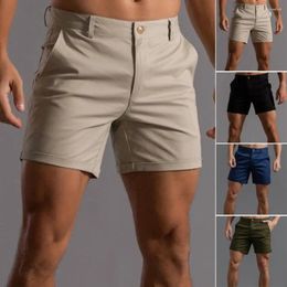 Men's Shorts Men Overall Style Summer Cargo With Pockets Zipper Solid Colour Straight Leg Short Pants For Streetwear