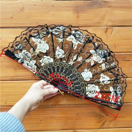23 Colors Lace OR Cloth Spanish Fabric Silk Folding Hand Held Dance Fan Flower Party Wedding Prom Dancing Summer Fan Accessories