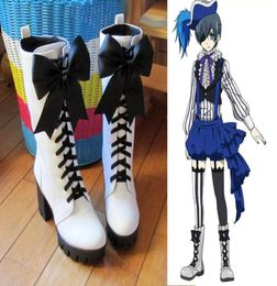 New Anime Black Butler Ciel Phantomhive Circus Cosplay Boots Costume Accessories Laceup High Heels Cosplay Shoes for WomenMen Wh3716092