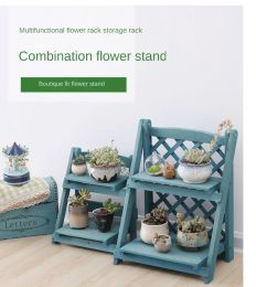 Two layers of mini solid wood small flower Rack table top bay window indoor plant stand window sill balcony flower shelves