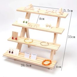 1/2/3/4 Floor Solid Wood Earrings Cardboard Organiser Jewellery Display Earring Stand Display Rack Rings Wood Holder Shelf