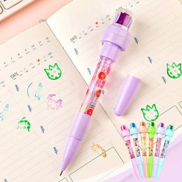 Multifunctional Ballpoint Pen 5 In 1 Light Roller Stamp Kids Blowing Bubble Magic Pen with Led Light Writing Drawing Supplies