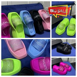 2024 Designer Sandals Slippers Luxury Womens Velvet material rhinestone Velcro tape party Rooms GAI Slip-On Size 35-42 6cm-10cm shoes soled black shoemaker