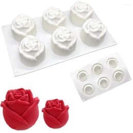 Baking Moulds 6 Cavity Rose Flowers Shaped Silicone Mold Craft Chocolate Cake Decorating Tools Kitchen Pastry Tool