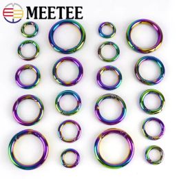 10/20Pcs 10-50mm Rainbow O Ring Metal Buckles Oval Spring Rings Carabiner Snap Clip Clasp Keyring Hook Accessories for Handbags