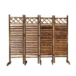 Decorative Plates Living Room Folding Mobile Guesthouse Decoration Balcony Garden Louver Antiseptic Wood Fence Flower Stand