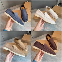2024 Summer LP Loafers Flat Low Mens Casual Shoes Suede Cow Leather Oxfords Moccasins Rubber Sole Men WOMEN LADY comfort step on B1