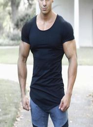 Brand Solid Clothing Gyms tshirt Mens Fitness Tight tshirt Cotton Slim fit t shirt men Bodybuilding Summer top Blank tshirt8906377