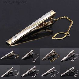 Tie Clips New Silver Mens Classic Tie Clip Alloy High Quality Enamel Tie Ring Pin Crystal Business Corbata Y240411