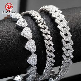 Redleaf Jewelry heiß verkauft Hip Hop Schmuck 6mm 8mm 925 Silver Heart Pass Test Moissanit Diamond Cuban Link Chains Armband Armband