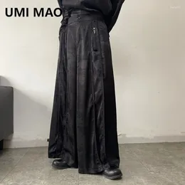 Women's Pants UMI MAO Chinese Men Women Brocade Jacquard Tassel Hanging Decoration Wide Leg Pant Retro Style Zen Leisure Trousers