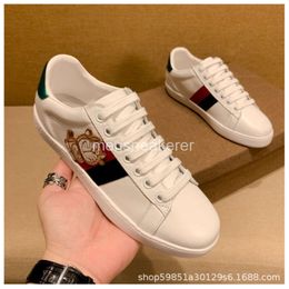 White Fashion ShoesG Embroidery Designer Trainer Sneaker Leather Shoe Women Genuine Mens High Version Womens Color Matching Little Versatile Bee Board Casual HVEN