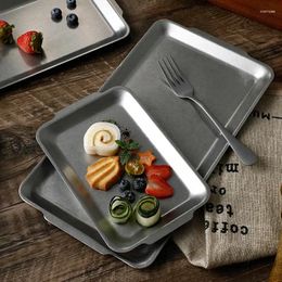 Plates Large Stainless Steel Serving Platters Rectangle Dinner Brushed Tray Camping Party Buffet Appetizer Decorations