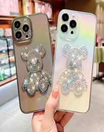 Mobile Phone Cases Cute bear diamond cover Cute woman Case for iphone13 13 pro max 12promax 12 11 soft TPU silicone material newes6162555