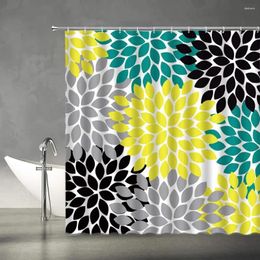 Shower Curtains Dahlia Curtain Black Gray Pink Blue Pinnata Flower Pattern Creative Art Fabric Bathroom Decor Set With Hooks