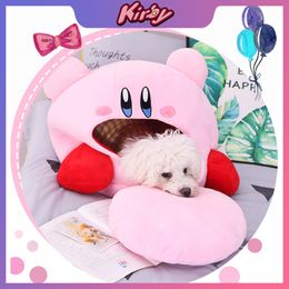 Anime Kirby Plush Pet Cat Dog Nest Kawaii Funny Office Rest Pillow Cute Soft Stuffed Toy Pet Bed Home Decora Doll Birthady Gift