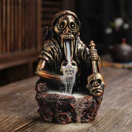 Arts and Crafts Handicrafts Skull Halloween Home Decor Ornaments Waterfall Backflow Incense Burner Incense Censer L49